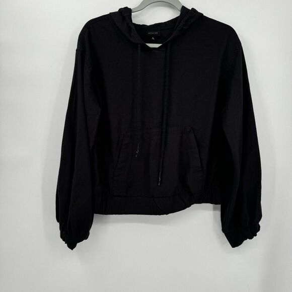 Who What Wear Women's Sweater Knit Woven Hooded Boxy Copped Black  Size Small‎ - Picture 1 of 8